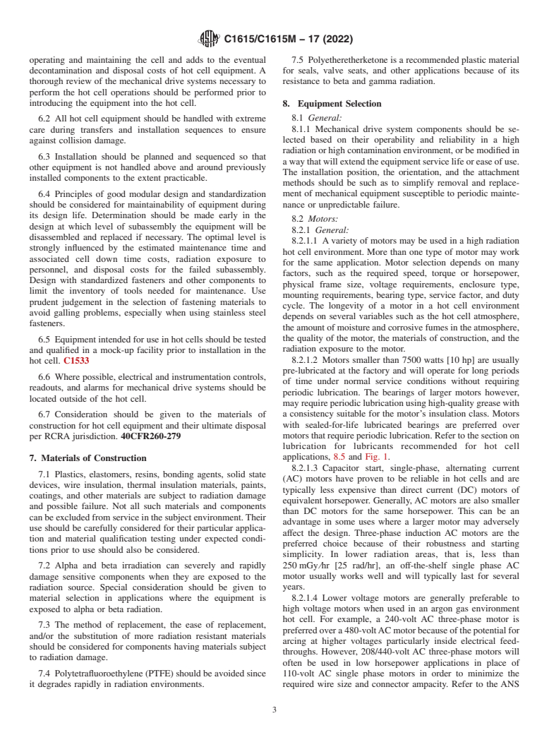 ASTM C1615/C1615M-17(2022) - Standard Guide for  Mechanical Drive Systems for Remote Operation in Hot Cell Facilities