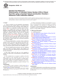 ASTM D8183-22 - Standard Test Method for  Determination of Indicated Cetane Number (ICN) of Diesel Fuel  Oils using a Constant Volume Combustion Chamber—Reference Fuels  Calibration Method
