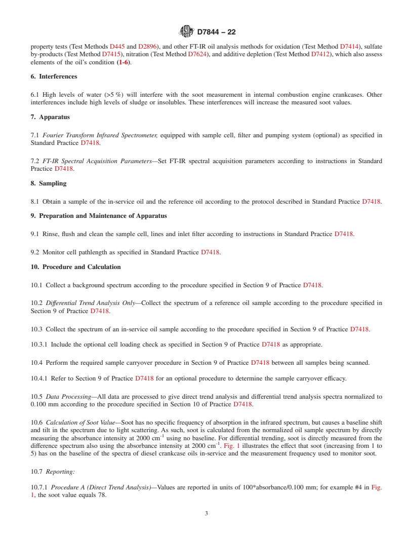 REDLINE ASTM D7844-22 - Standard Test Method for Condition Monitoring of Soot in In-Service Lubricants by Trend  Analysis using Fourier Transform Infrared (FT-IR) Spectrometry