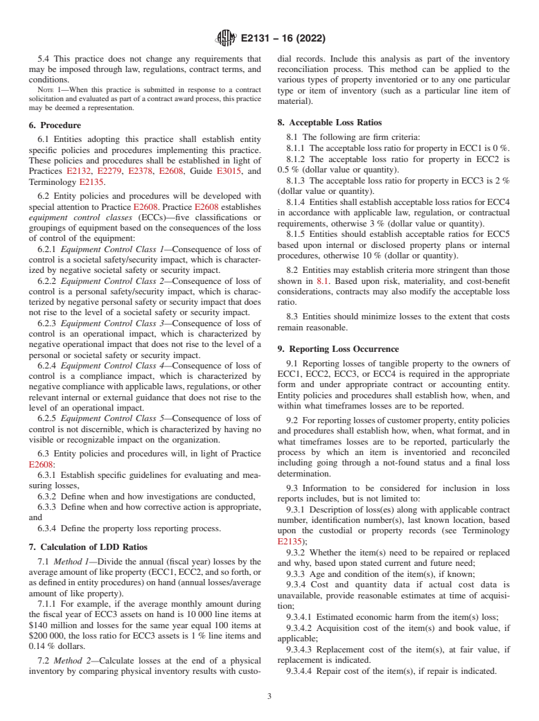 ASTM E2131-16(2022) - Standard Practice for Addressing and Reporting Losses of Tangible Property