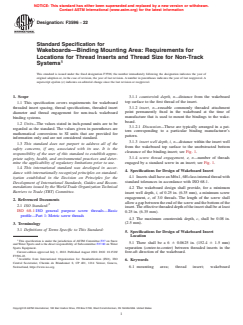 ASTM F3596-22 - Standard Specification for Wakeboards—Binding Mounting Area: Requirements for Locations  for Thread Inserts and Thread Size for Non-Track Systems (Withdrawn 2023)