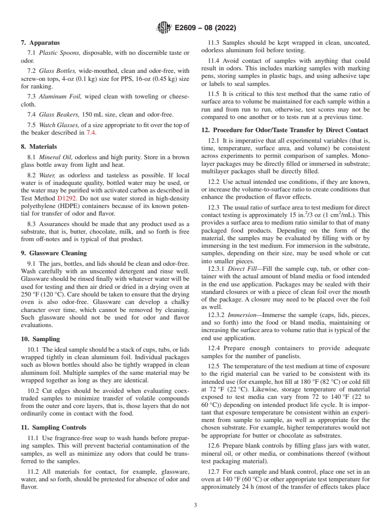 ASTM E2609-08(2022) - Standard Test Method for  Odor or Flavor Transfer or Both from Rigid Polymeric Packaging