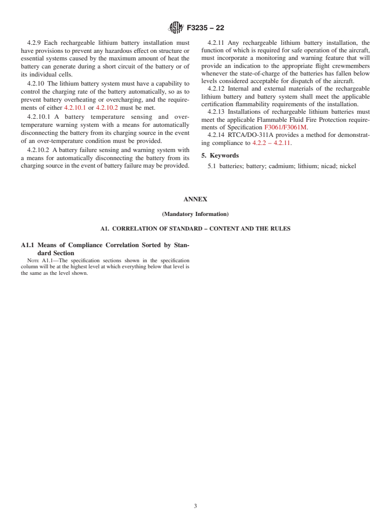 ASTM F3235-22 - Standard Specification for Aircraft Storage Batteries