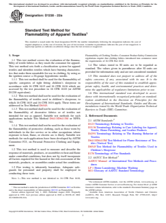 ASTM D1230-22a ASTM D1230-22a - Standard Test Method for Flammability of Apparel Textiles - Page 1 preview