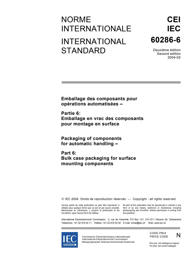 IEC 60286-6:2004 - Packaging of components for automatic handling - Part 6: Bulk case packaging for surface mounting components