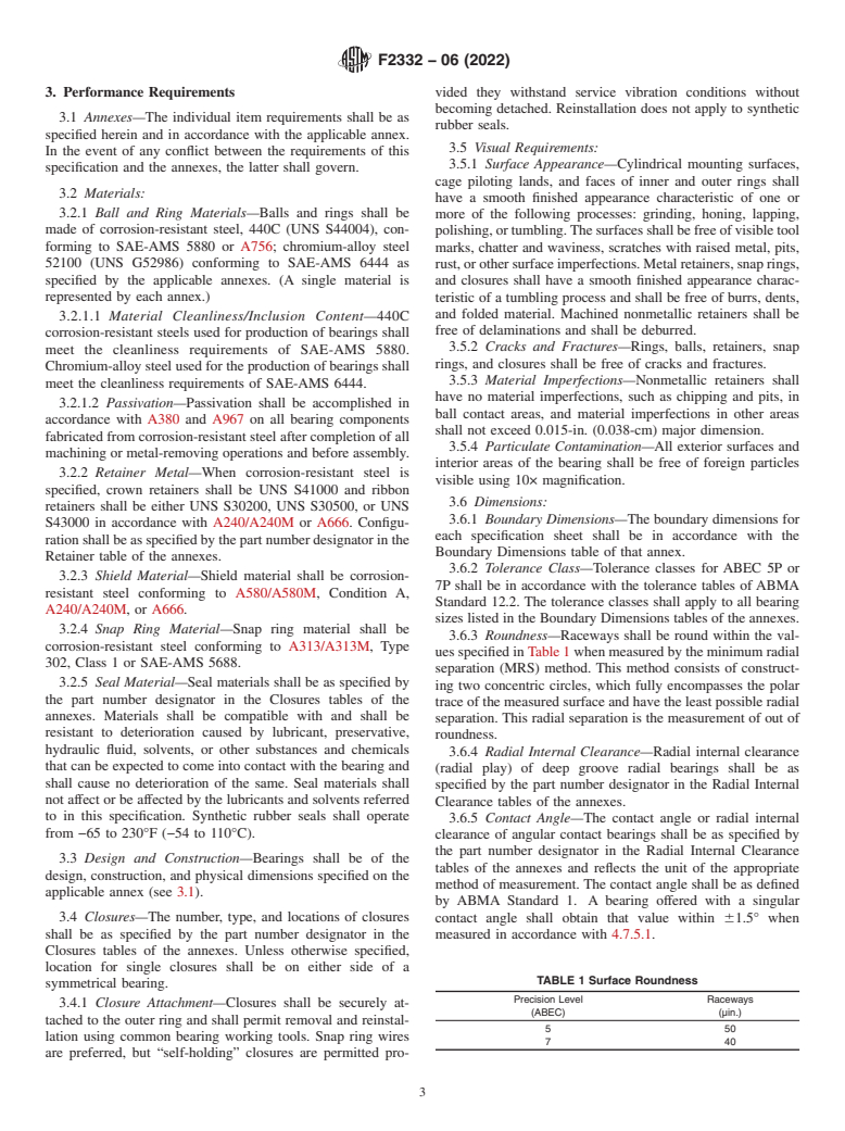 ASTM F2332-06(2022) - Standard Specification for  Annular Ball Bearings for Instruments and Precision Rotating  Components
