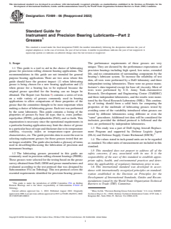 ASTM F2489-06(2022) ASTM F2489-06(2022) - Standard Guide for Instrument and Precision Bearing Lubricants—Part 2 Greases
