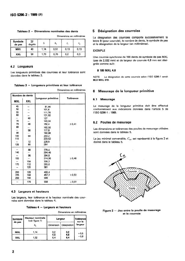 ISO 5296-2:1989 ISO 5296-2:1989 - Transmissions synchrones par courroies -- Courroies - Page 4 preview
