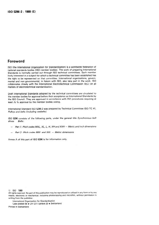 ISO 5296-2:1989 ISO 5296-2:1989 - Synchronous belt drives -- Belts - Page 2 preview