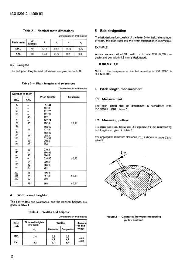 ISO 5296-2:1989 ISO 5296-2:1989 - Synchronous belt drives -- Belts - Page 4 preview