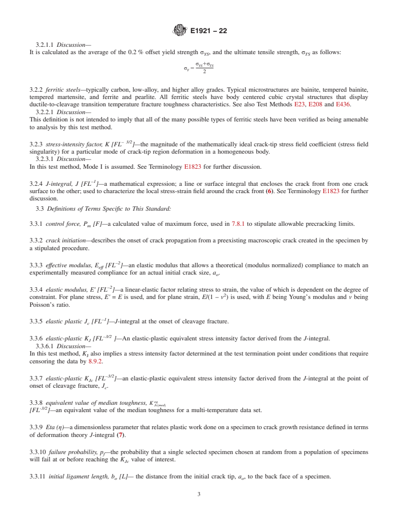 REDLINE ASTM E1921-22 - Standard Test Method for  Determination of Reference Temperature, <emph type="bdit">T<inf  >0</inf></emph>,  for Ferritic Steels in the Transition Range