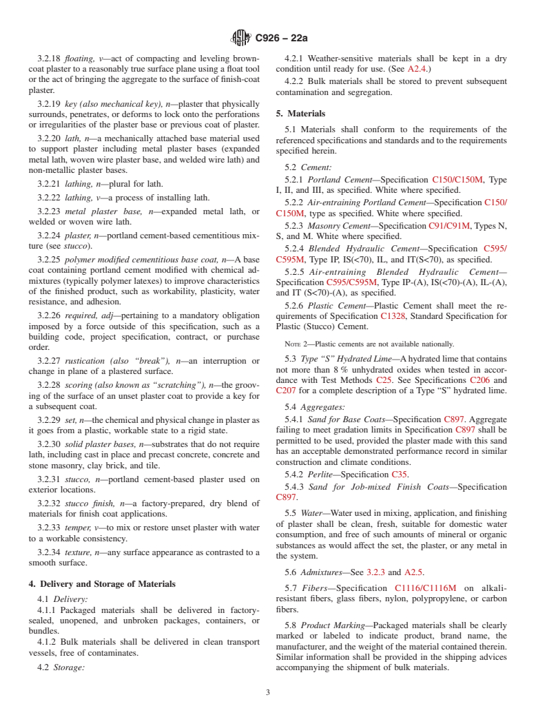 ASTM C926-22a - Standard Specification for  Application of Portland Cement-Based Plaster