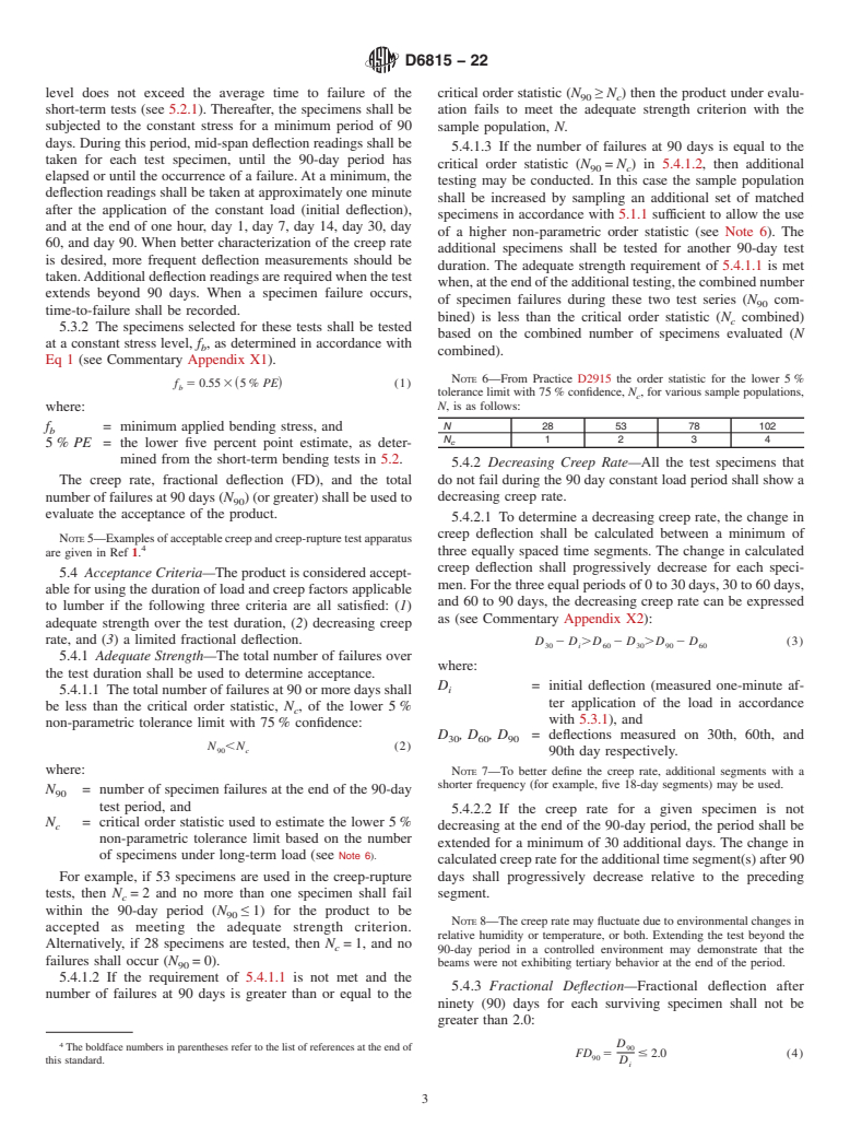 ASTM D6815-22 - Standard Specification for  Evaluation of Duration of Load and Creep Effects of Wood and   Wood-Based Products