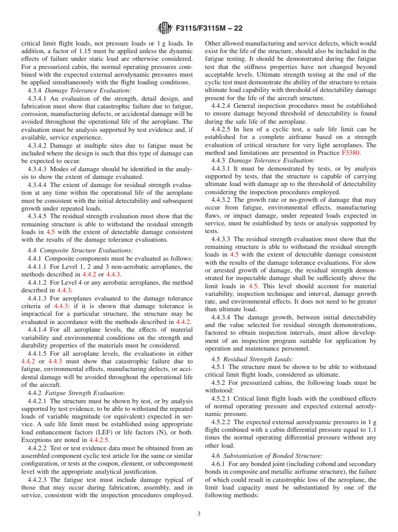 ASTM F3115/F3115M-22 - Standard Specification for Structural Durability for Small Aeroplanes