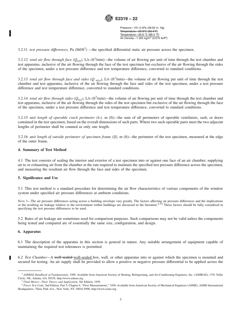 REDLINE ASTM E2319-22 - Standard Test Method for Determining Air Flow Through the Face and Sides of Exterior  Windows, Curtain Walls, and Doors Under Specified Pressure Differences  Across the Specimen