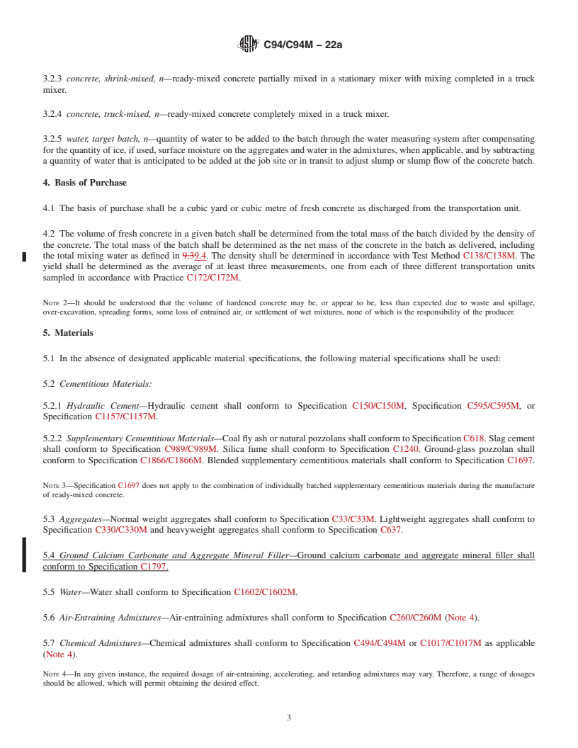 REDLINE ASTM C94/C94M-22a - Standard Specification for  Ready-Mixed Concrete