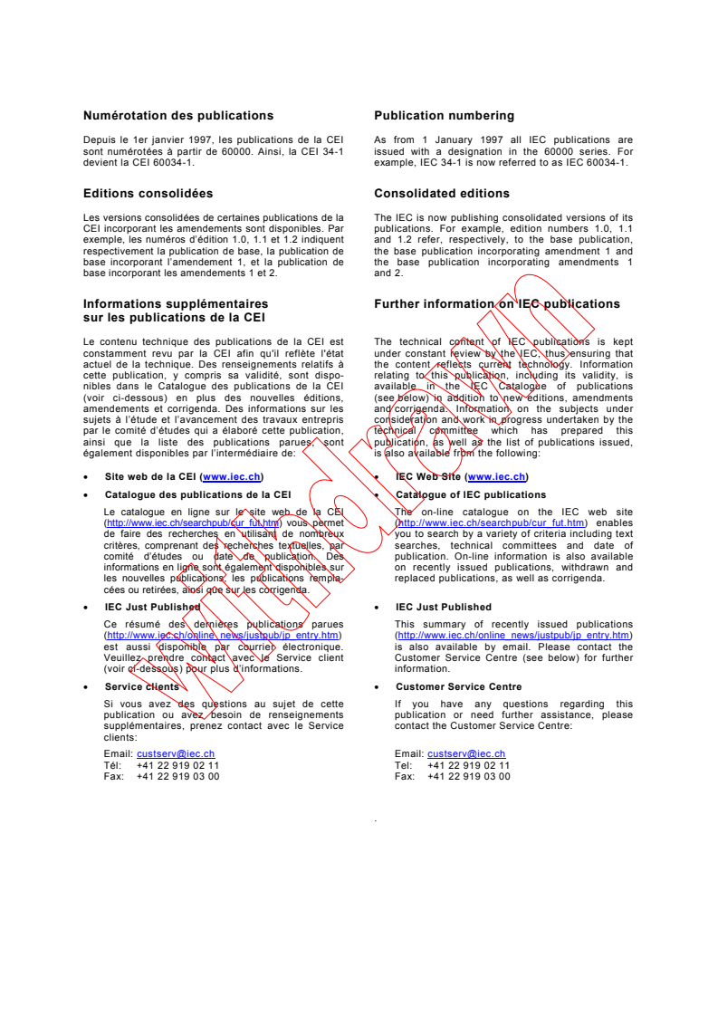 IEC 62128-2:2003 IEC 62128-2:2003 - Railway applications - Fixed installations - Part 2: Protective provisions against the effects of stray currents caused by d.c. traction systems
Released:2/6/2003 - Page 2 preview