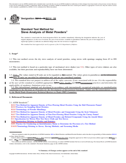 ASTM B214-22 REDLINE ASTM B214-22 - Standard Test Method for Sieve Analysis of Metal Powders - Page 1 preview