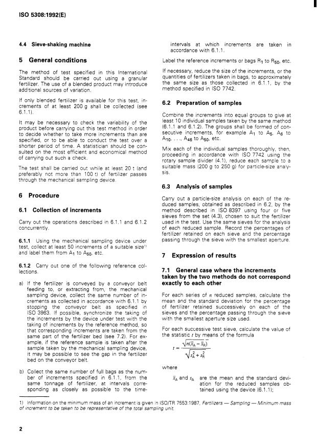 ISO 5308:1992 - Solid fertilizers — Method of checking the performance