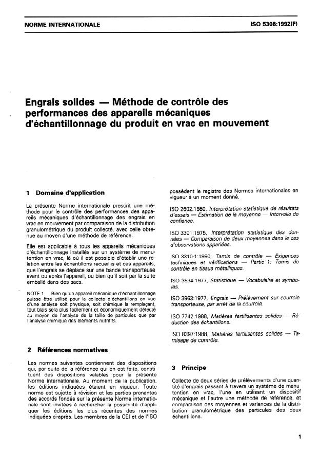 ISO 5308:1992 - Solid fertilizers — Method of checking the performance ...