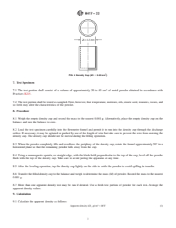 ASTM B417-22 REDLINE ASTM B417-22 - Standard Test Method for Apparent Density of Non-Free-Flowing Metal Powders Using the Carney Funnel - Page 3 preview