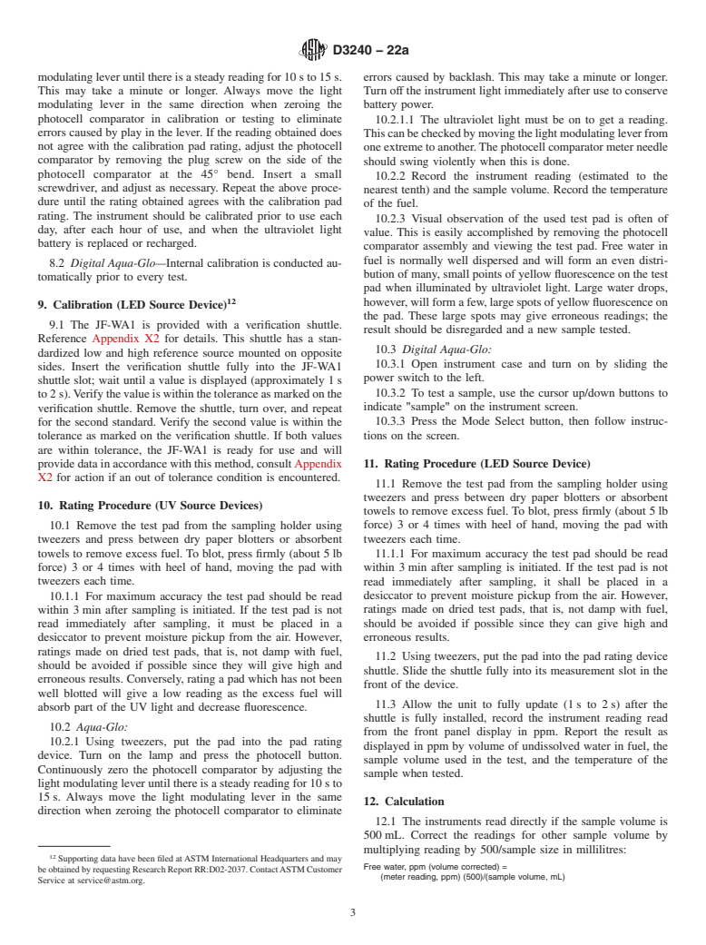 ASTM D3240-22a - Standard Test Method for Undissolved Water In Aviation Turbine Fuels