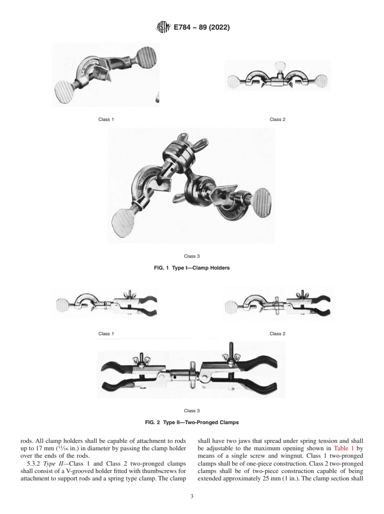 ASTM E784-89(2022) - Standard Specification for  Clamps, Utility, Laboratory, and Holders, Buret and Clamp