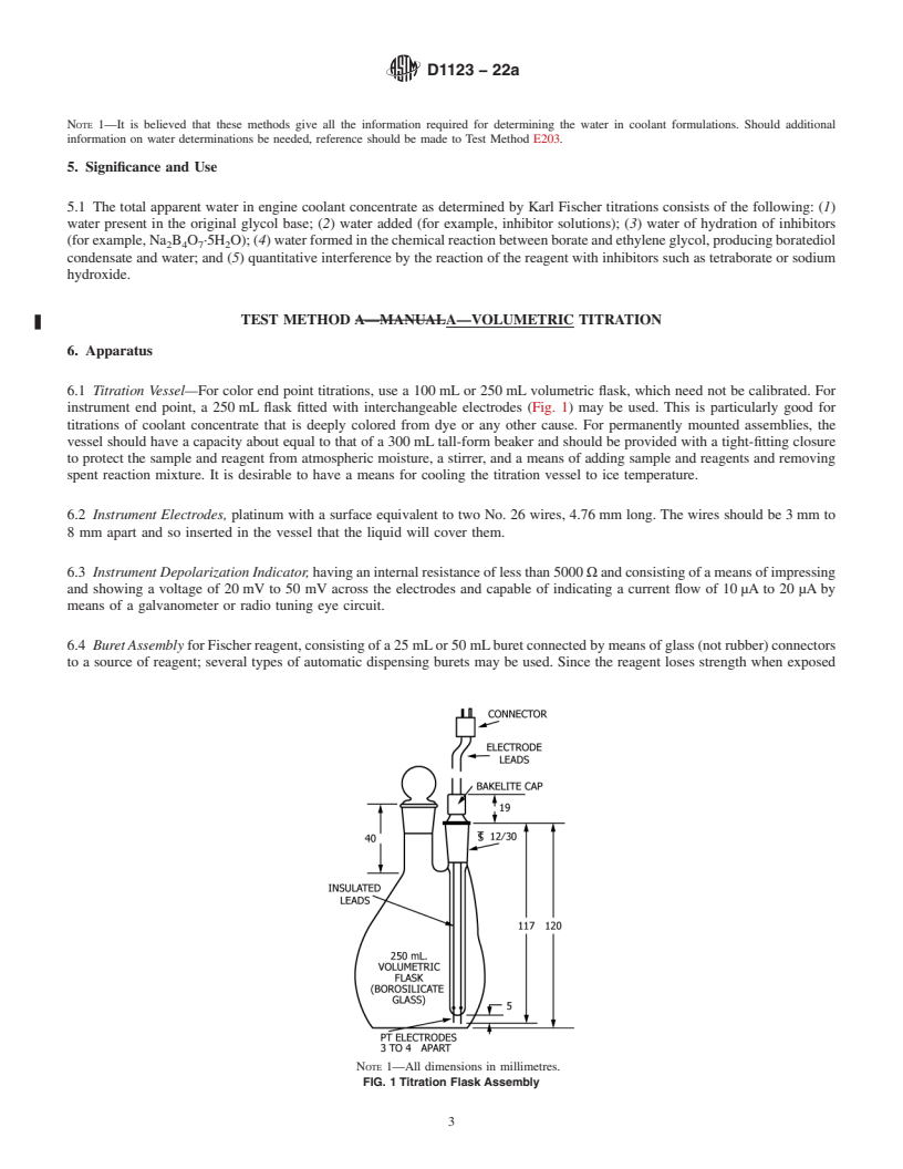 REDLINE ASTM D1123-22a - Standard Test Methods for Water in Engine Coolant Concentrate by the Karl Fischer Reagent Method