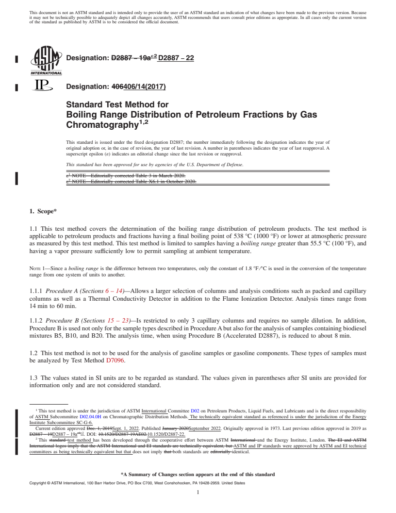 REDLINE ASTM D2887-22 - Standard Test Method for Boiling Range Distribution of Petroleum Fractions by Gas Chromatography