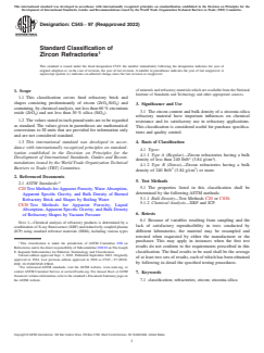 ASTM C545-97(2022) ASTM C545-97(2022) - Standard Classification of Zircon Refractories - Page 1 preview