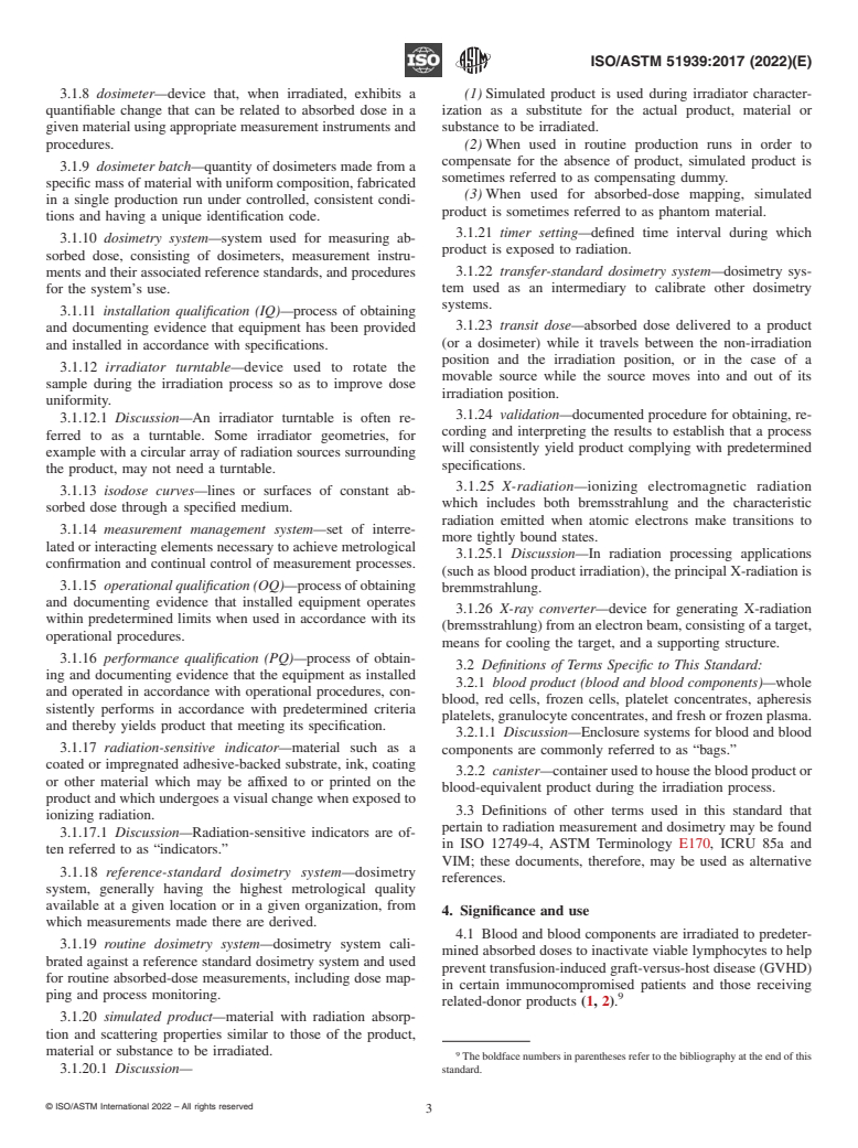 ASTM ISO/ASTM51939-17(2022) - Standard Practice for  Blood Irradiation Dosimetry