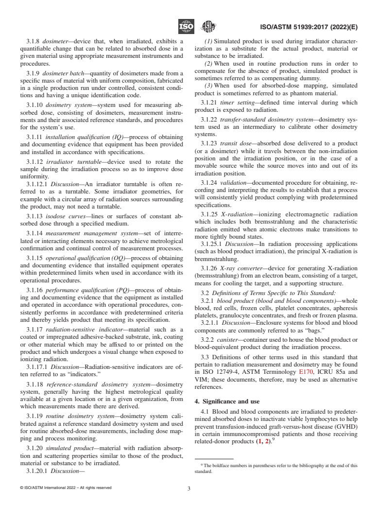 ASTM ISO/ASTM51939-17(2022) - Standard Practice for  Blood Irradiation Dosimetry