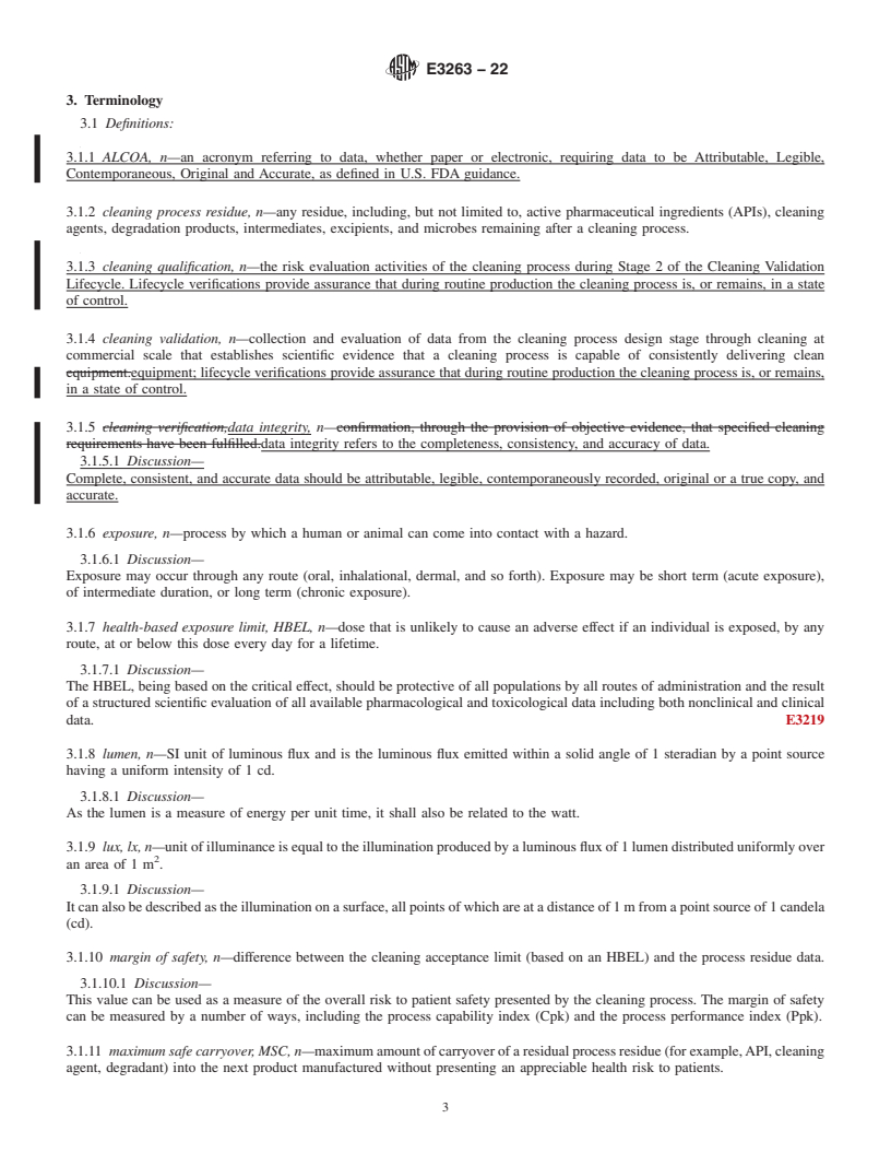 REDLINE ASTM E3263-22 - Standard Practice for Qualification of Visual Inspection of Pharmaceutical Manufacturing  Equipment and Medical Devices for Residues