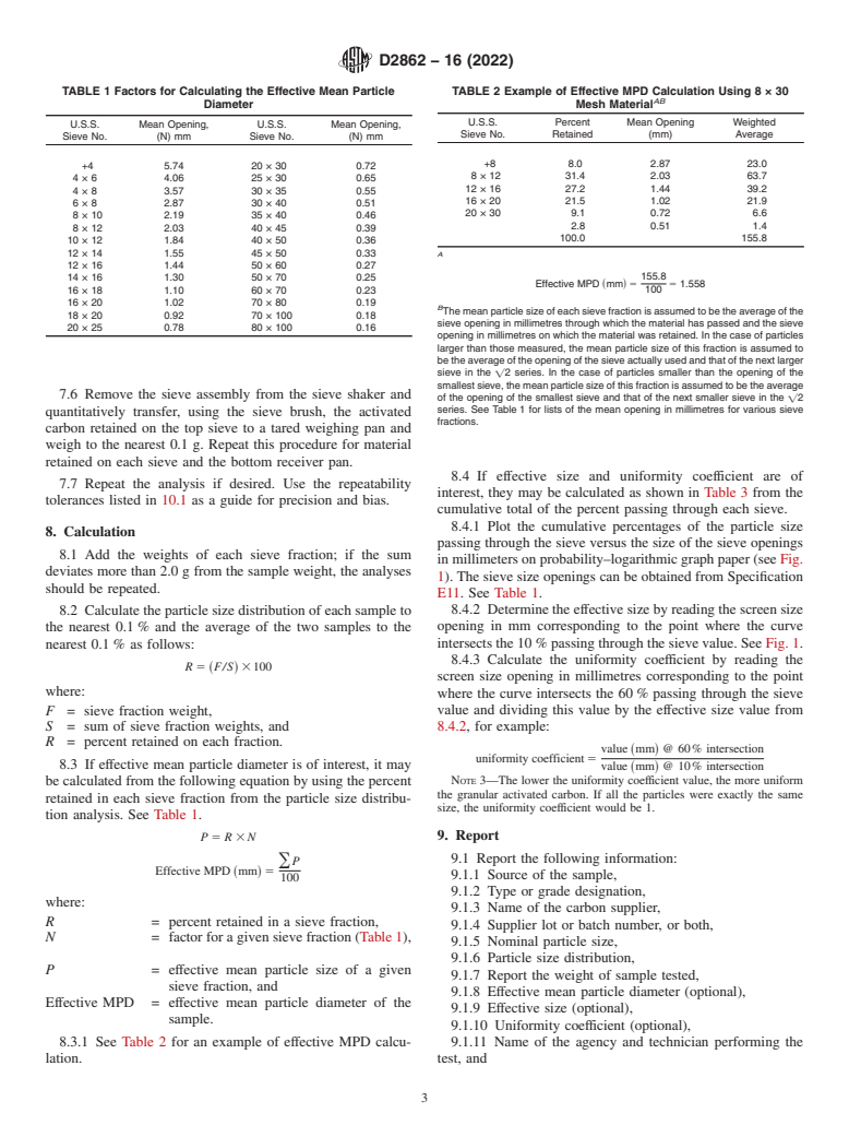 ASTM D2862-16(2022) - Standard Test Method for  Particle Size Distribution of Granular Activated Carbon