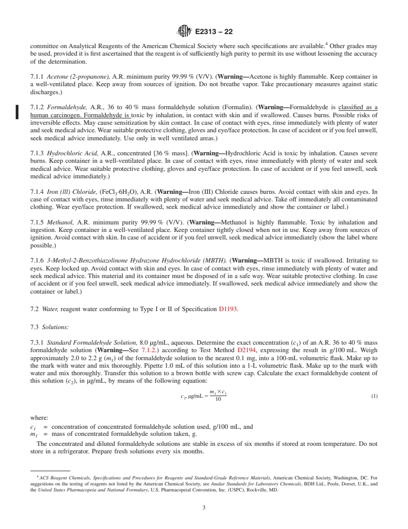 REDLINE ASTM E2313-22 - Standard Test Method for Aldehydes in Mono-, Di-, and Triethylene Glycol (using Spectrophotometry)