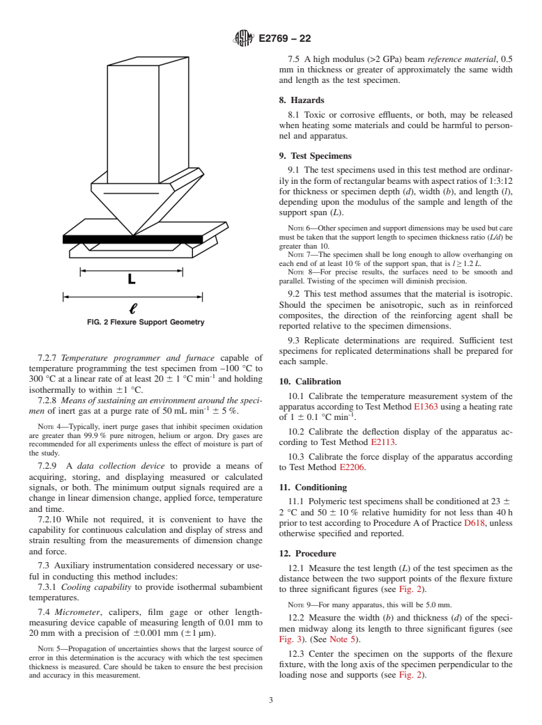 ASTM E2769-22 - Standard Test Method for  Elastic Modulus by Thermomechanical Analysis Using Three-Point  Bending and Controlled Rate of Loading