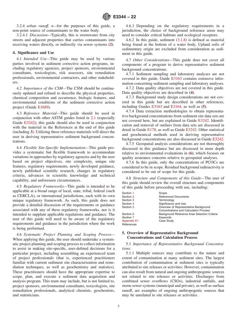 ASTM E3344-22 - Standard Guide for Selection of Background Reference Areas for Determination of  Representative Sediment Background Concentrations