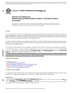 ASTM D6385-22 REDLINE ASTM D6385-22 - Standard Test Method for Determining Acid-Extractable Content in Activated Carbon by Ashing - Page 1 preview
