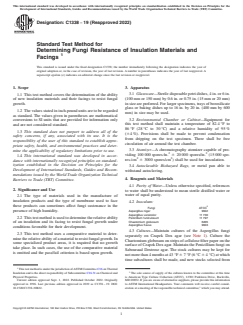 ASTM C1338-19(2022) ASTM C1338-19(2022) - Standard Test Method for Determining Fungi Resistance of Insulation Materials and Facings - Page 1 preview