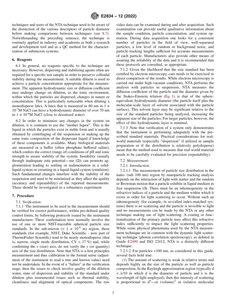 ASTM E2834-12(2022) - Standard Guide for  Measurement of Particle Size Distribution of Nanomaterials  in Suspension by Nanoparticle Tracking Analysis (NTA)