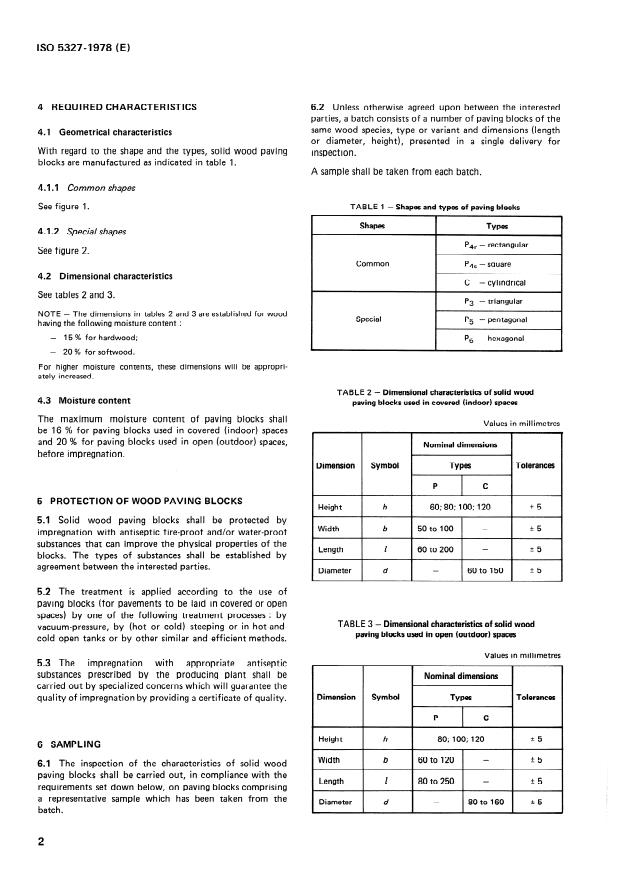 ISO 5327:1978 ISO 5327:1978 - Solid wood paving blocks -- General characteristics - Page 4 preview