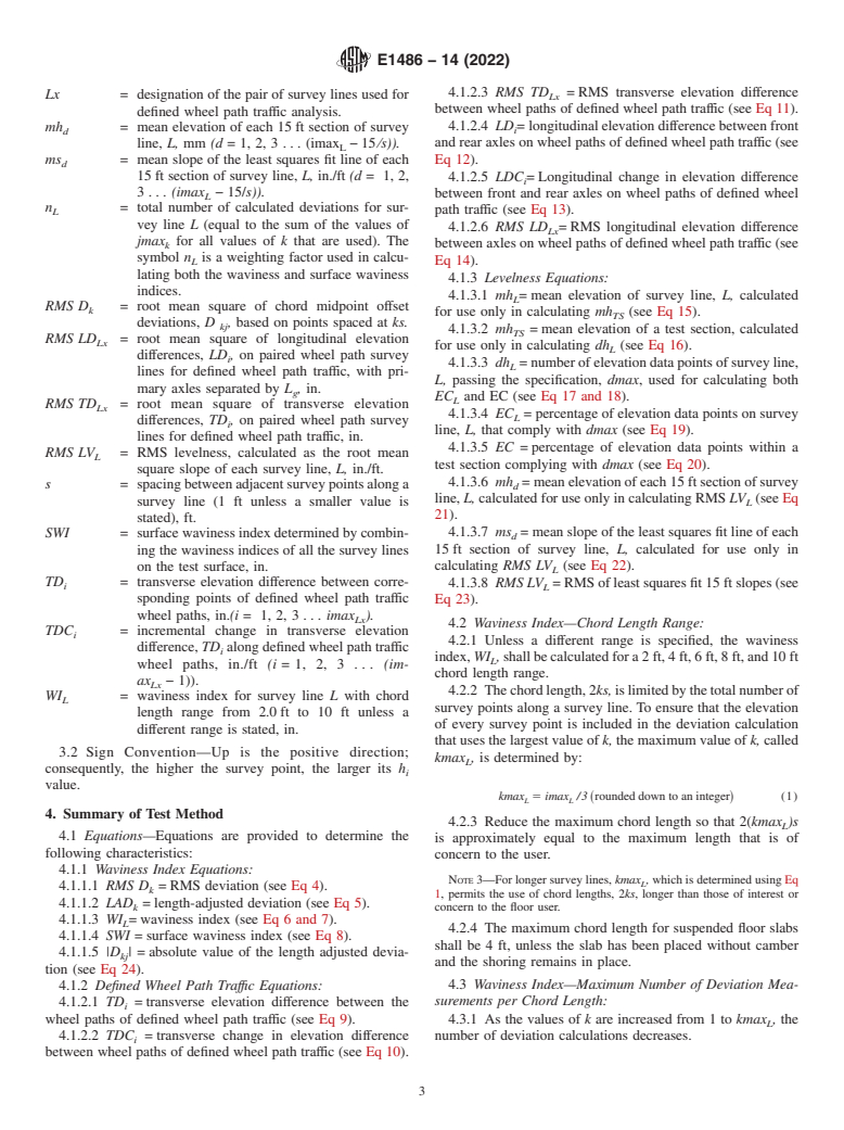 ASTM E1486-14(2022) - Standard Test Method for Determining Floor Tolerances Using Waviness, Wheel Path and  Levelness Criteria