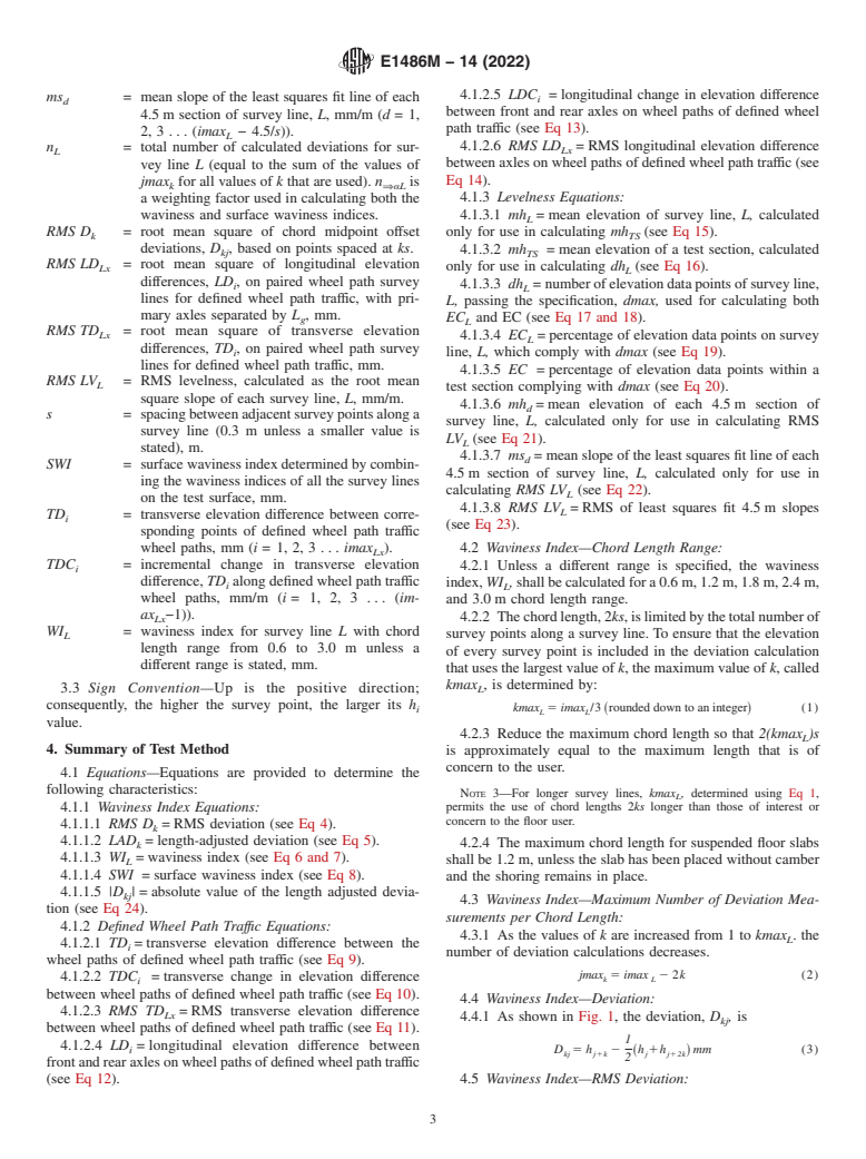 ASTM E1486M-14(2022) - Standard Test Method for Determining Floor Tolerances Using Waviness, Wheel Path and  Levelness Criteria (Metric)