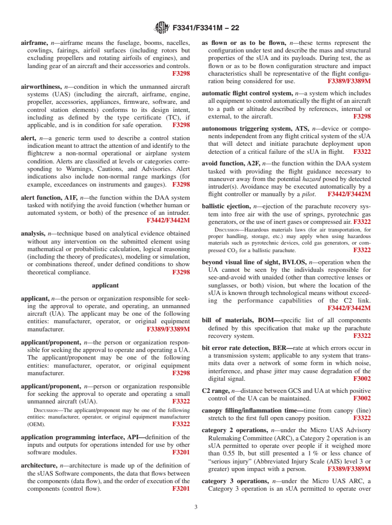 ASTM F3341/F3341M-22 - Standard Terminology for Unmanned Aircraft Systems