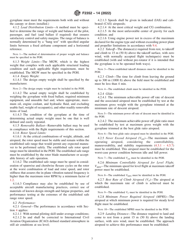 ASTM F2352-14(2022) - Standard Specification for Design and Performance of Light Sport Gyroplane Aircraft