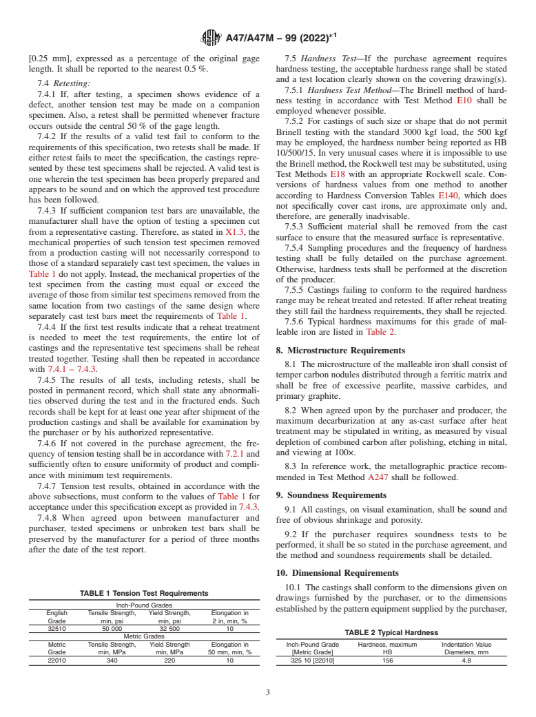 ASTM A47/A47M-99(2022)e1 - Standard Specification for  Ferritic Malleable Iron Castings