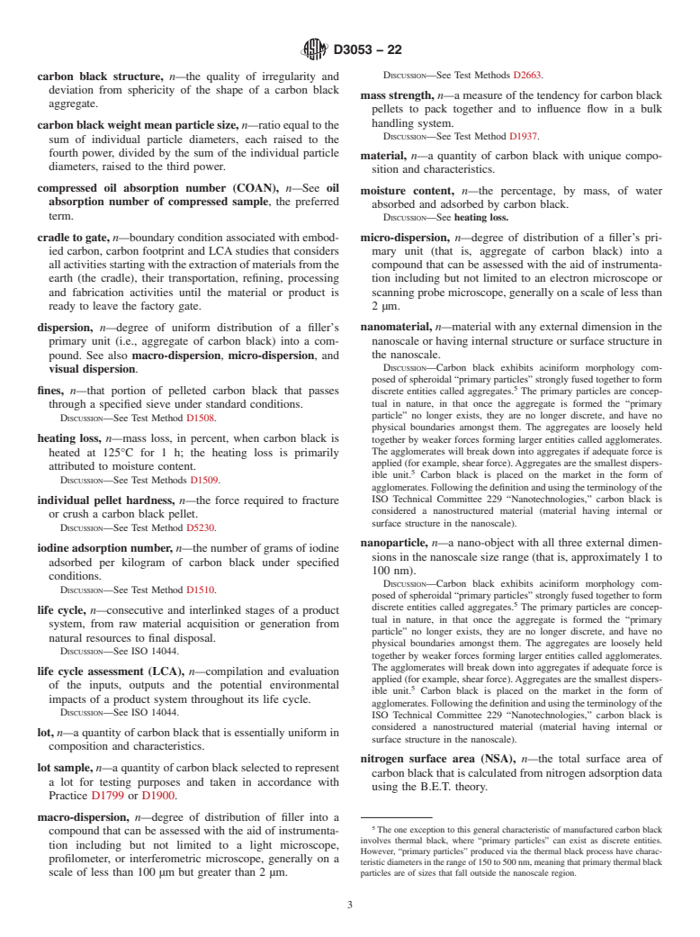 ASTM D3053-22 - Standard Terminology Relating to Carbon Black