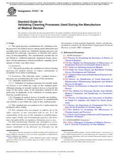 ASTM F3127-22 - Standard Guide for Validating Cleaning Processes Used During the Manufacture of  Medical Devices