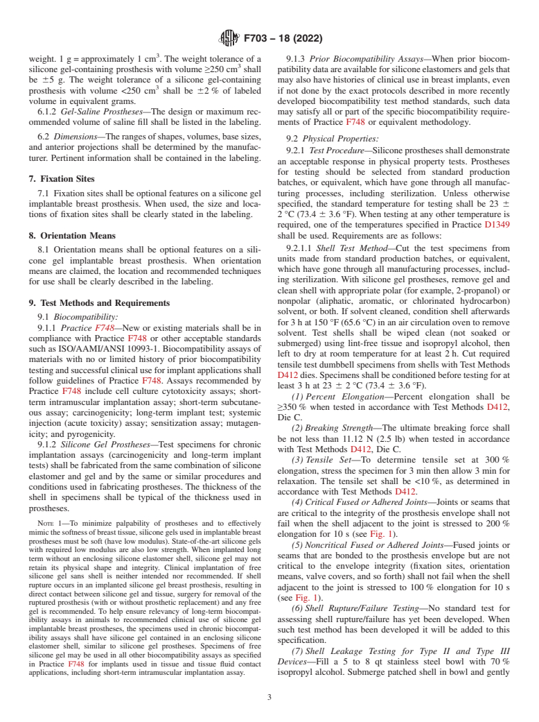 ASTM F703-18(2022) - Standard Specification for  Implantable Breast Prostheses