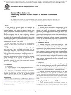 ASTM F2079-09(2022) ASTM F2079-09(2022) - Standard Test Method for Measuring Intrinsic Elastic Recoil of Balloon-Expandable Stents - Page 1 preview